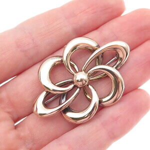 SYMMETALIC 925 Sterling 1/20 14K Gold Filled Antique Art Deco Flower Pin Brooch